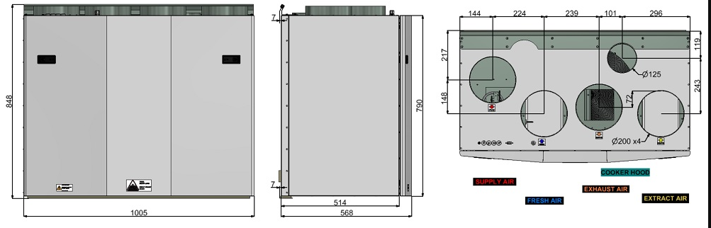 Rekuperatorius ENSY InoVent AHU-550BV/1 vert. kair. p. 794 m³/h. Komplekte valdiklis su WI-FI
